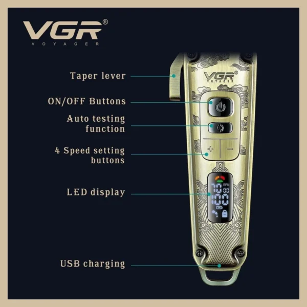 ماشین اصلاح موی سر و صورت وی جی ار کلیپر مدل V-005 - Image 3