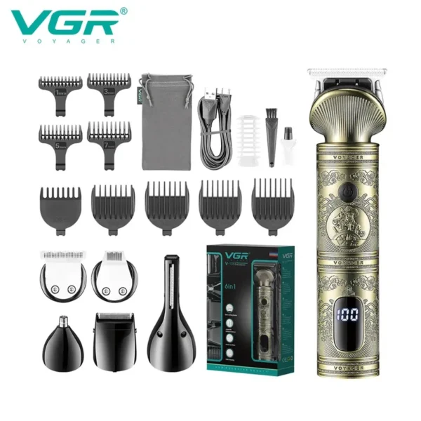 ست ماشین اصلاح موی صورت و بدن وی جی ار مدل V-106 - Image 2